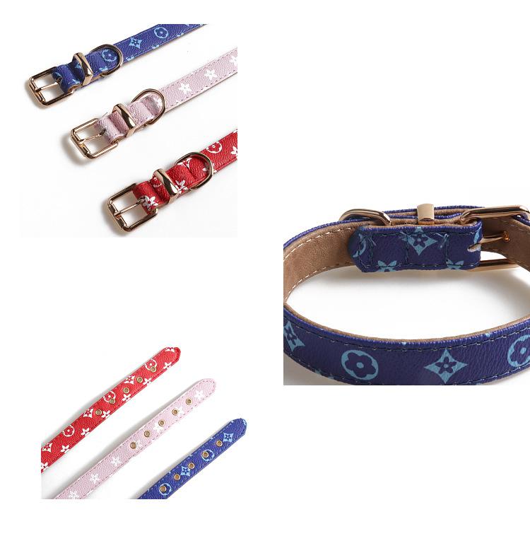 Designer brand classic luxury PU pet dog collar leash