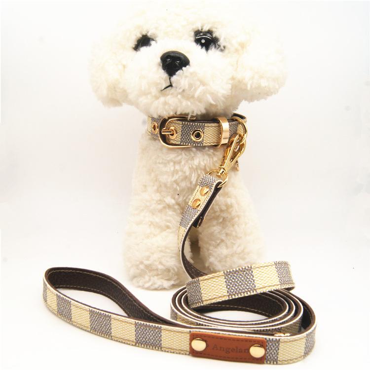 Lovely and cute fashion leather dog collar Pet leash and collar set