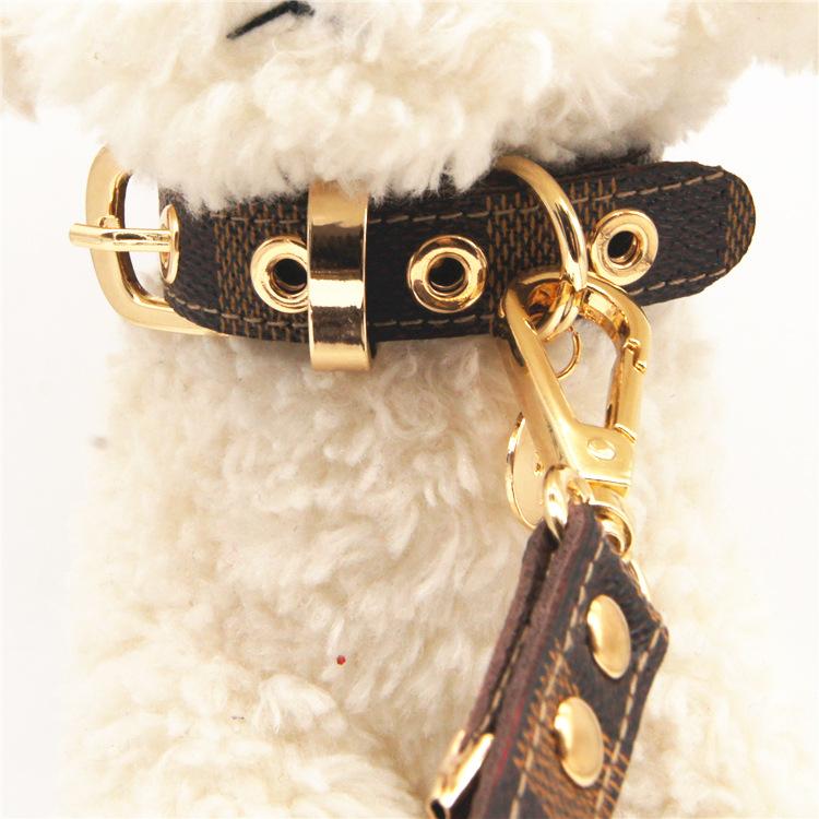 Lovely and cute fashion leather dog collar Pet leash and collar set