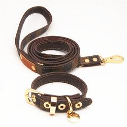 Lovely and cute fashion leather dog collar Pet leash and collar set