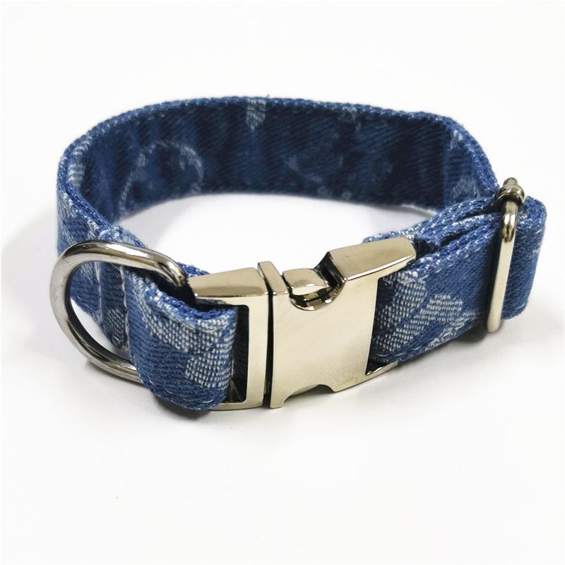 luxury pet dog collar rope jean cloth durable cat pet dog leash suit