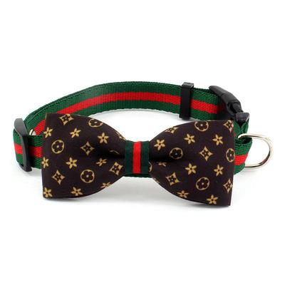 Classic luxury big-brand pet collars bowknot cloth cat dog choker nylon leash