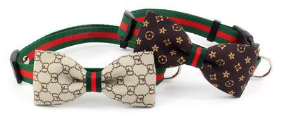 Classic luxury big-brand pet collars bowknot cloth cat dog choker nylon leash