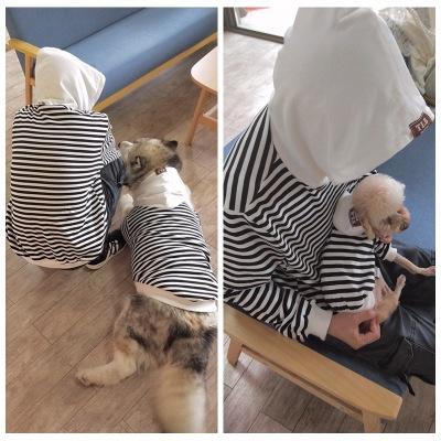 Pet Hoodie Cat Match Owner and Dog Parent-child Dog Pet Clothes black and white stripe