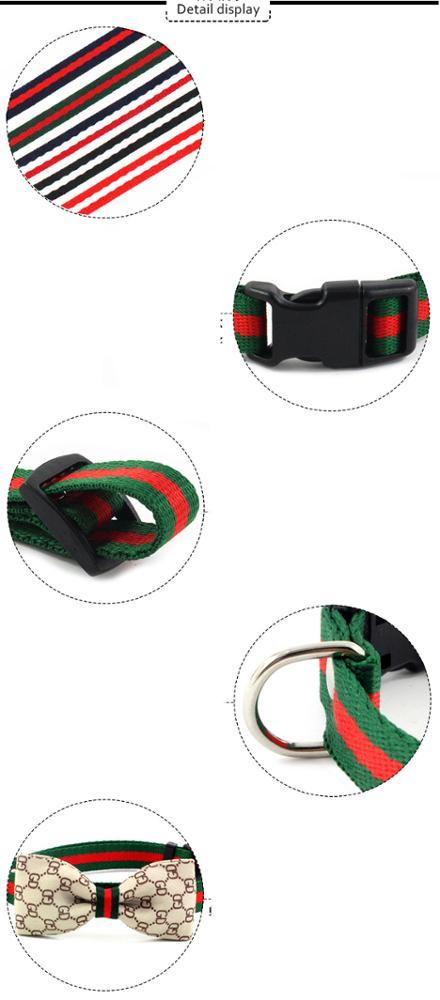 Classic luxury big-brand pet collars bowknot cloth cat dog choker nylon leash