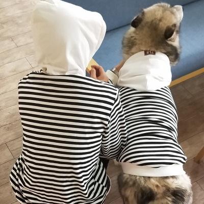 Pet Hoodie Cat Match Owner and Dog Parent-child Dog Pet Clothes black and white stripe