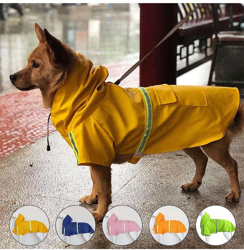 Pet dog Apparel large dog raincoat clothes Waterproof rain coat with reflective stripe S-5XL