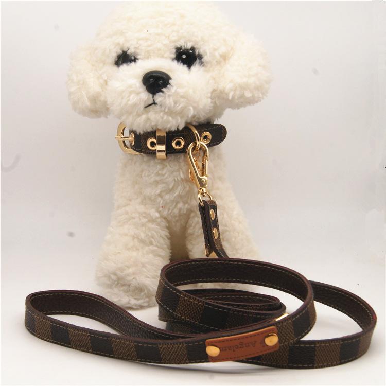 Lovely and cute fashion leather dog collar Pet leash and collar set